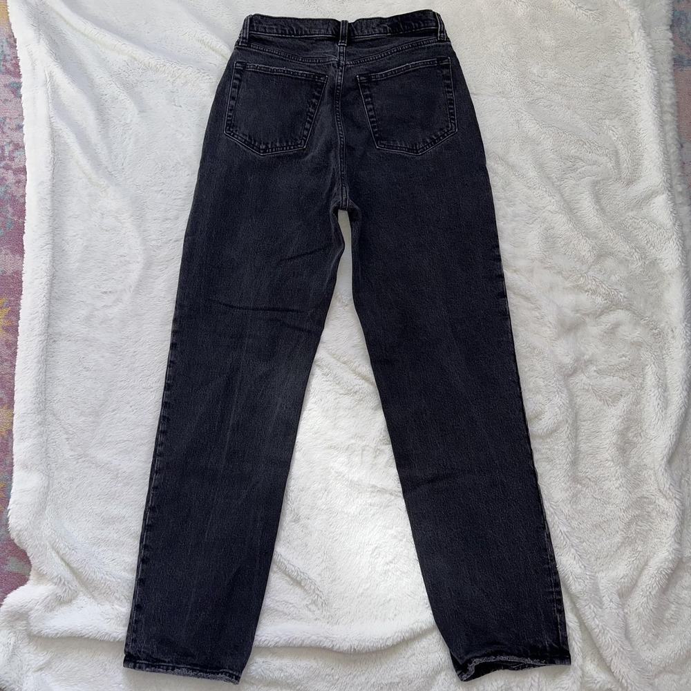 Abercrombie & Fitch Black Denim Straight Button Fly High Rise Crossover Dad Jean - Picture 2 of 11